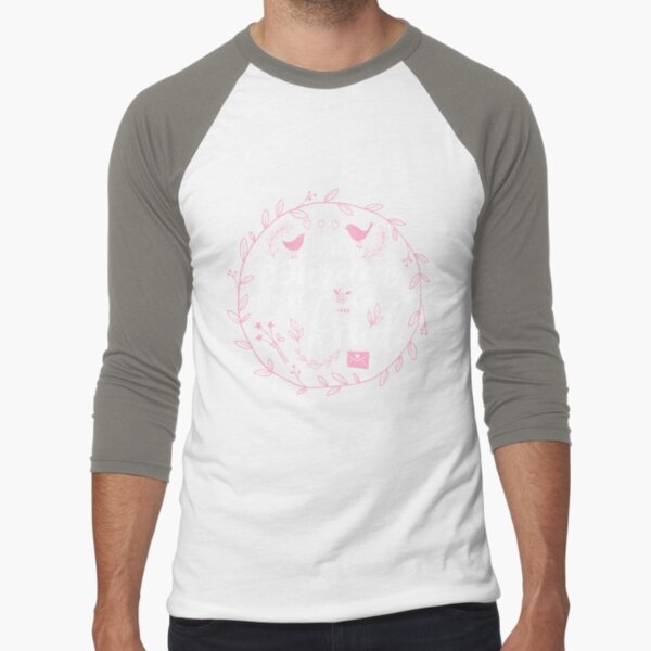 Have Courage and Be Kind Typography Raspberry Pink Baseball ¾ Sleeve T-Shirt