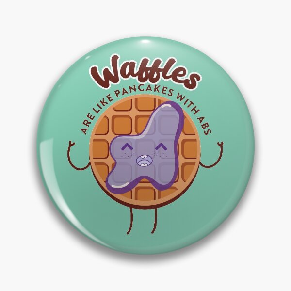 Item preview, sweet kawaii waffle with statement "waffles are like pancakes with abs" designed and sold by TrueType.