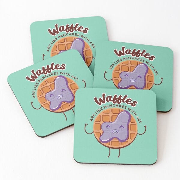 Item preview, sweet kawaii waffle with statement "waffles are like pancakes with abs" designed and sold by TrueType.