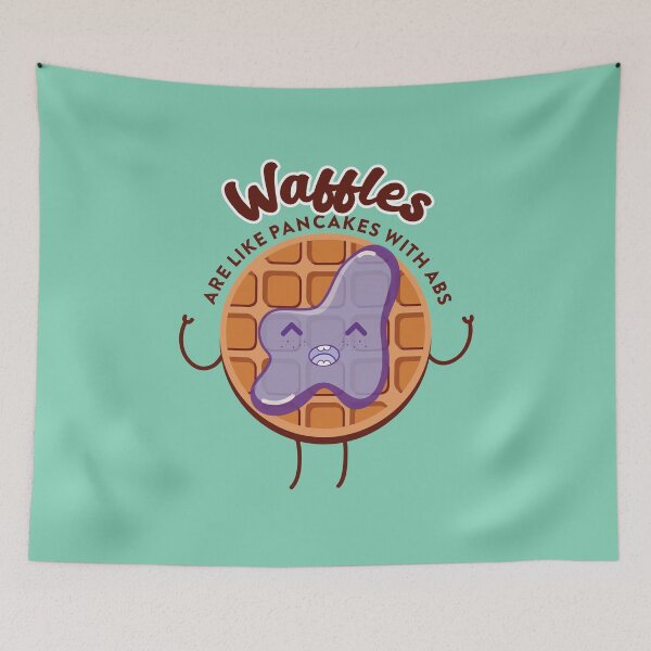 Item preview, sweet kawaii waffle with statement "waffles are like pancakes with abs" designed and sold by TrueType.