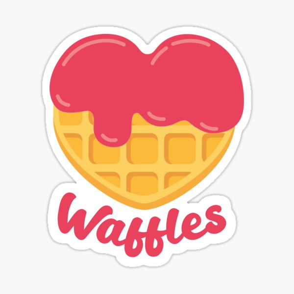 "cute kawaii heart shaped waffle, belgian waffle love" Sticker for Sale