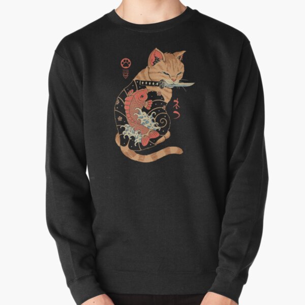 Carp Tattooed Cat Pullover Sweatshirt