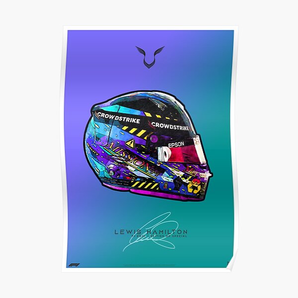 F1 2021 Lewis Hamilton - Illustration spéciale du casque de crash Mercedes GP britannique Poster