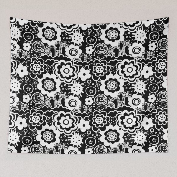 Item preview, Miko flowers, white on black designed and sold by Lillieoandco.