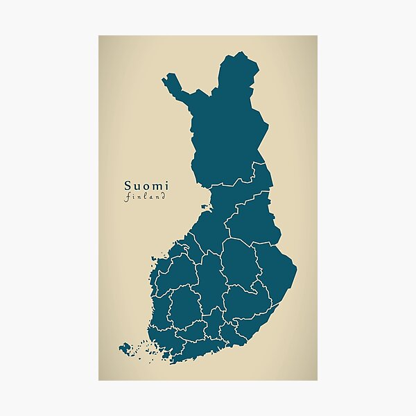 modern-map-finland-map-with-federal-states-fi-photographic-print-for-sale-by-ingomenhard-redbubble for Free Printable Map Of Finland Modern Map - Finland map with federal states FI
