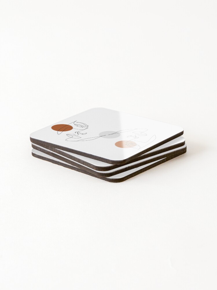 Thumbnail 4 of 5, Coasters (Set of 4), Line faces designed and sold by OneLinePrint.