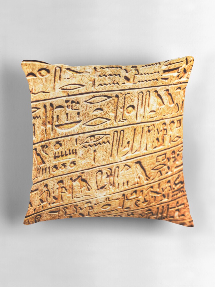 Símbolos de jeroglíficos egipcios tallados en piedra Cojín