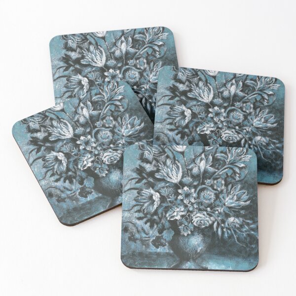 Item preview, Distressed blue and black dutch flowers painting designed and sold by Marion Yeo.