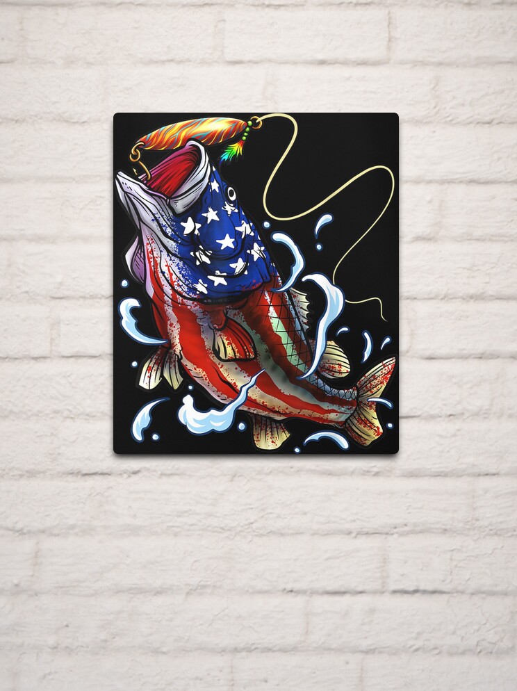 Bass Fishing Fish American Flag Patriotic Fourth Of July | Metal Print