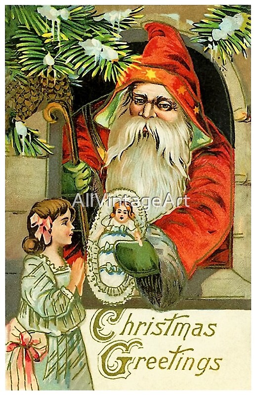 "Vintage Christmas Greeting Card" by AllVintageArt Redbubble