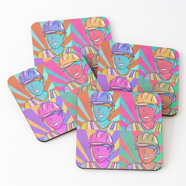 Item preview, Worker building construction civil engineer pattern pop art- 4 pic collage designed and sold by Orpaz Harush.