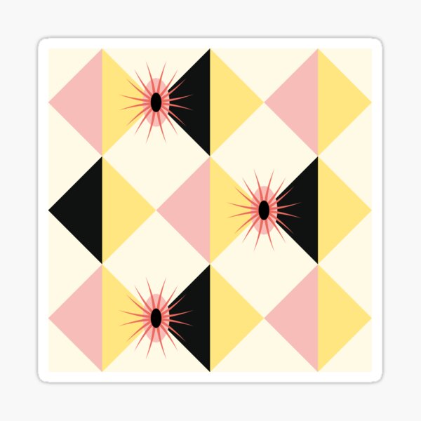 Atomic Sunburst Blocks Yellow Pink Sticker