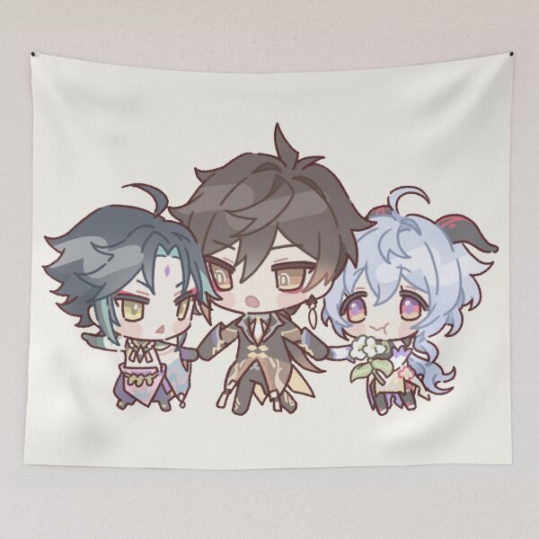 Item preview, Genshin Impact Chibi Zhongshan, Ganyu,  and Xiao designed and sold by NewEraMutant.