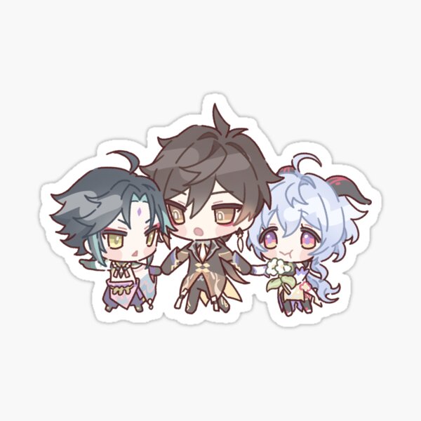 Item preview, Genshin Impact Chibi Zhongshan, Ganyu,  and Xiao designed and sold by NewEraMutant.