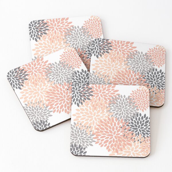 Item preview, Floral Blooms, Peach and Gray designed and sold by meggydesigns.