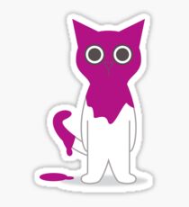 Cat Magenta Paint Spill Cartoon Graphic Vector Sticker
