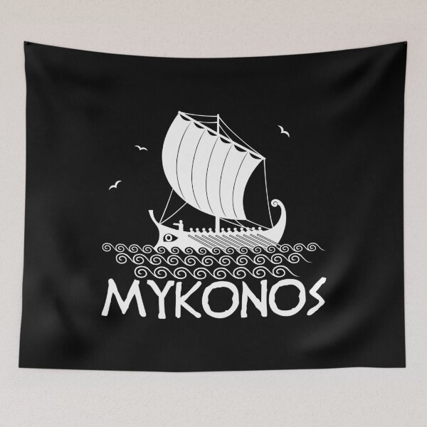 Aperçu de l'œuvre Mykonos Grèce Voilier Trireme Cyclades Explorers créée et vendue par Hoiho Adventure Shirts.
