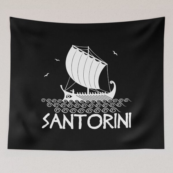 Aperçu de l'œuvre Santorini Grèce Voilier Trireme Cyclades Explorers créée et vendue par Hoiho Adventure Shirts.
