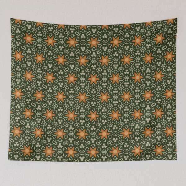 Item preview, 1970s Inspired Soft Geometric Pattern in Rust, Gold, Brown and Deep Green designed and sold by cozycaroline.