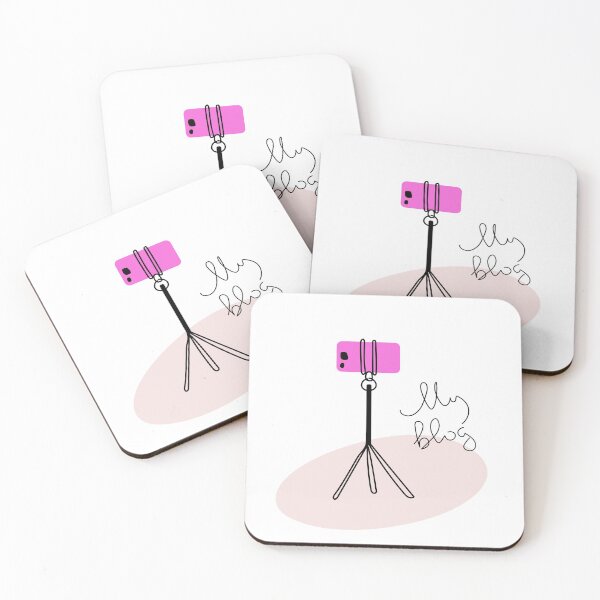 Item preview, my blog. An illustration for a blogger. Cute pink smartphone on a tripod designed and sold by DaryaLavit.