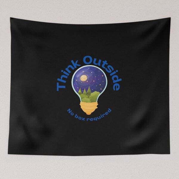 Item preview, Think Outside No Box Required Light Bulb Design Black - Curious Science Outdoorsy Inspirational designed and sold by Teetee94.