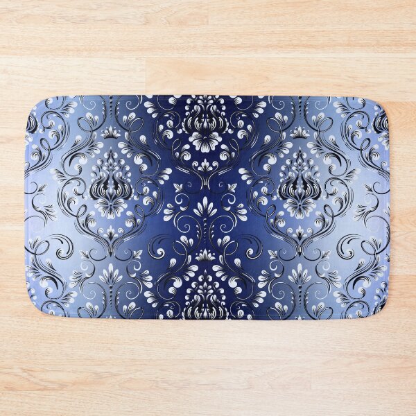 Item preview, Greek Key Ornate Floral Baroque Black Silver and blue designed and sold by Yiorgos Designs.
