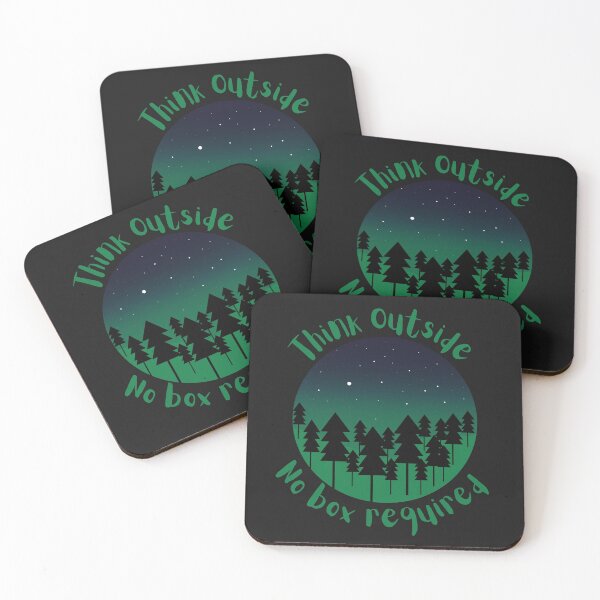 Item preview, Think Outside No Box Required Green Forest Night Black - Curious Outdoorsy Inspirational designed and sold by Teetee94.