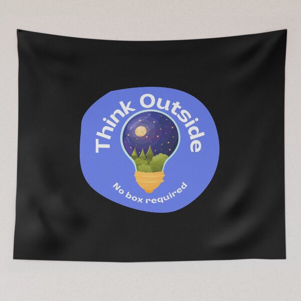 Item preview, Think Outside No Box Required Light Bulb Design with Round Background Black - Curious Science Outdoorsy Inspirational designed and sold by Teetee94.