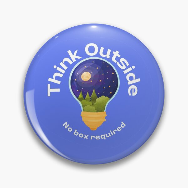 Item preview, Think Outside No Box Required Light Bulb Design with Round Background Black - Curious Outdoorsy Inspirational designed and sold by Teetee94.