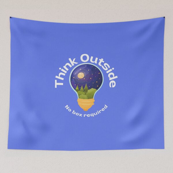 Item preview, Think Outside No Box Required Light Bulb Design with Round Background Black - Curious Outdoorsy Inspirational designed and sold by Teetee94.