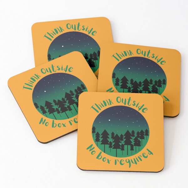 Item preview, Think Outside No Box Required Green Forest Night Orange - Curious Outdoorsy Inspirational designed and sold by Teetee94.