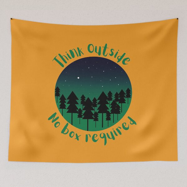 Item preview, Think Outside No Box Required Green Forest Night Orange - Curious Outdoorsy Inspirational designed and sold by Teetee94.