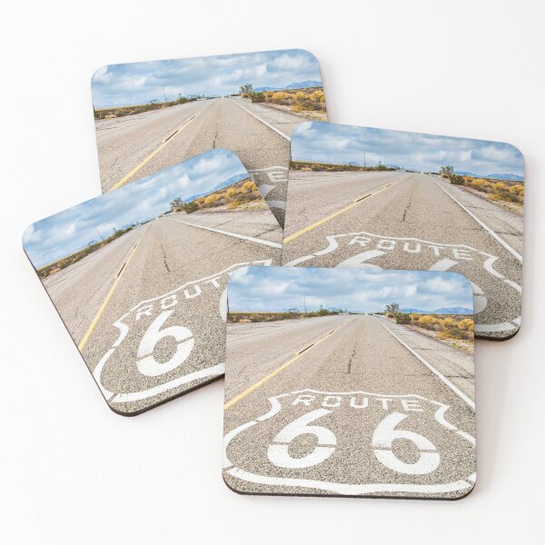 Item preview, Route 66 road sign with blue sky background. Classic concept for travel and adventure in a vintage way. designed and sold by Paolo Modena Photography    -   Fine Italian Art.