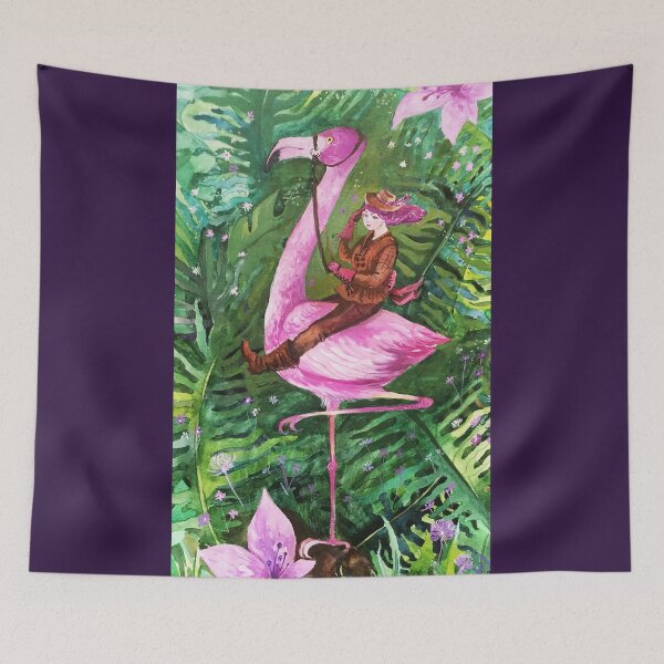 Item preview, Girl, flamingo. Fabulous picture, bright, multicolored illustration. Pink Flamingo, a girl with pink hair designed and sold by ZheltakovaIana.