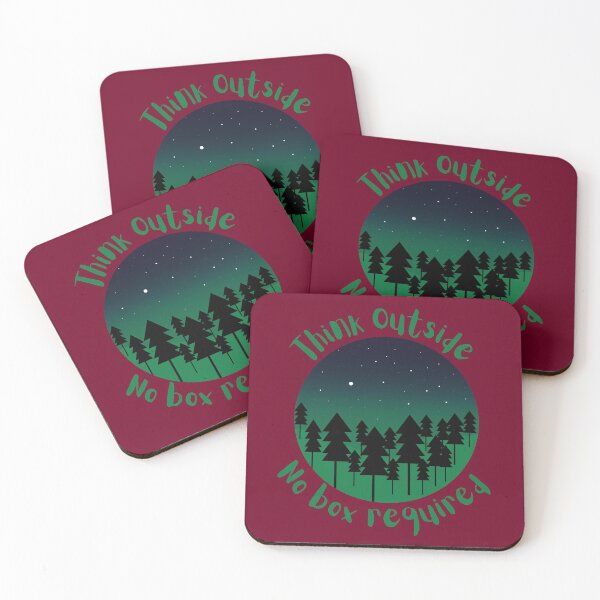 Item preview, Think Outside No Box Required Green Forest Night Maroon - Curious Outdoorsy Inspirational designed and sold by Teetee94.
