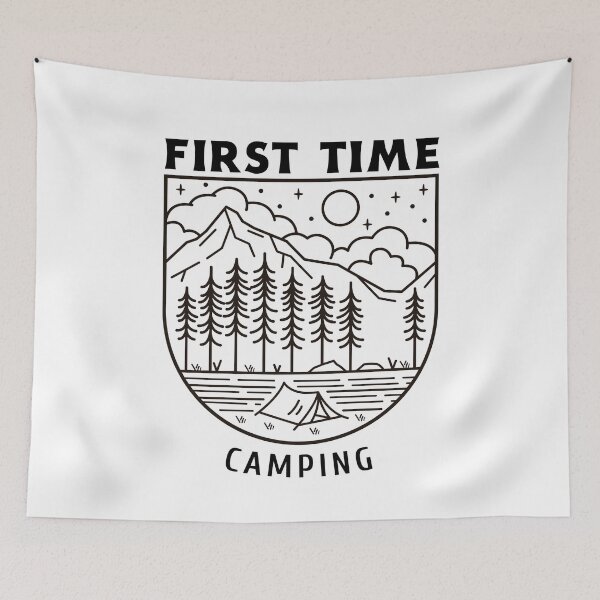 Item preview, First Time Camping designed and sold by Danielle Shafiki.