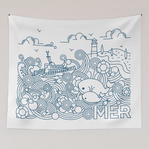 Item preview, Sea, ocean, coastline with wind and whales. designed and sold by Miriam DESQUESNES.