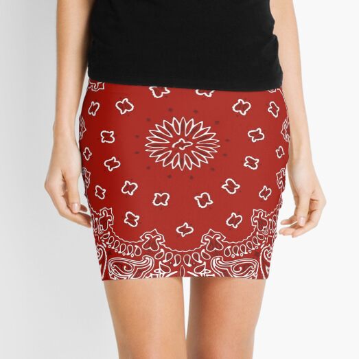 red mini skirt bandana print