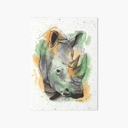 Colour Splash Rhino Art Board Print