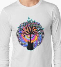 "Psychedelic Sonic Cyclone" ( surreal guitar tree art) Long Sleeve T-Shirt