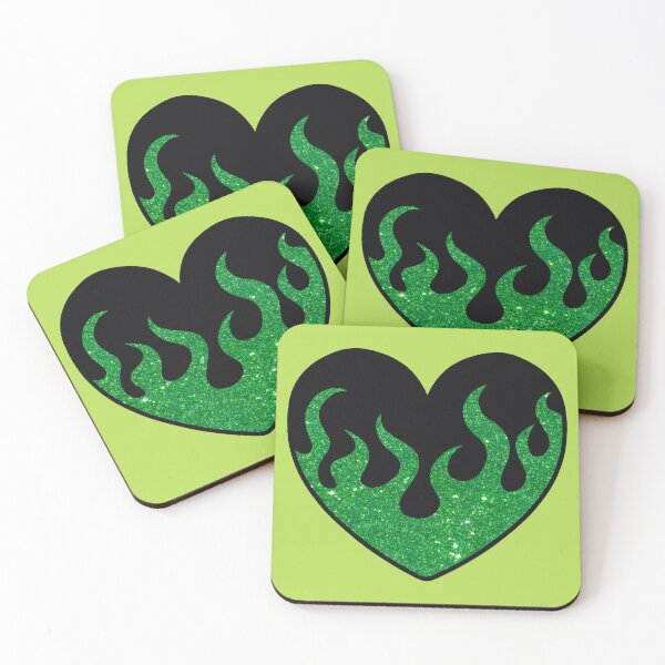 Item preview, GREEN GLITTER FLAME HEART designed and sold by hhxniiee.