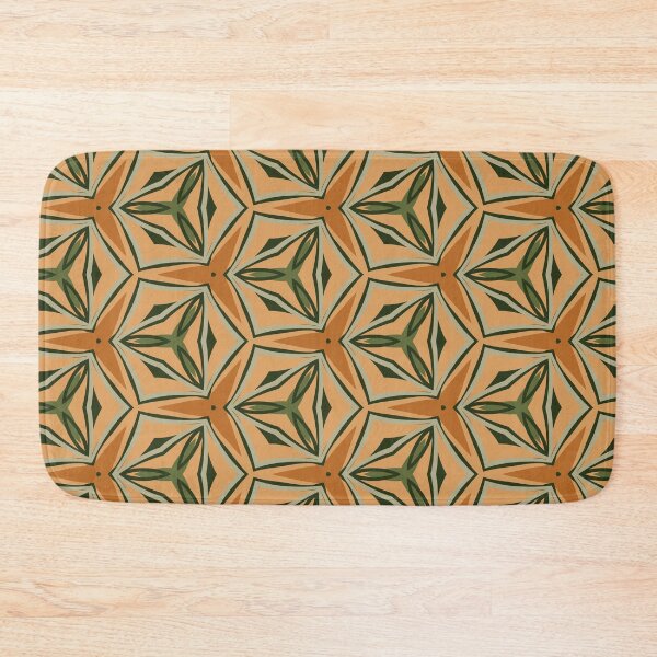 Item preview, Retro Vintage 1970s Inspired Triangle Pattern in Green, Gold, Orange and Green designed and sold by cozycaroline.
