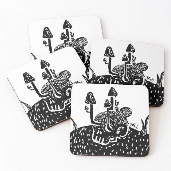 Item preview, Mushroom skull on the grass designed and sold by Insomnicart.