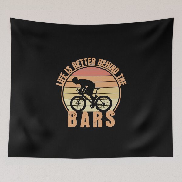 Item preview, Life is better behind the bars cycling funny cyclist | Retro Mountain Biking and cycling design | Gifts for cycling and mountain biking lovers designed and sold by Violet Treasures.