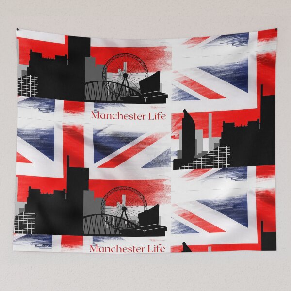 Item preview, Manchester life skyline city-scape UK unionjack designed and sold by amy greaves.