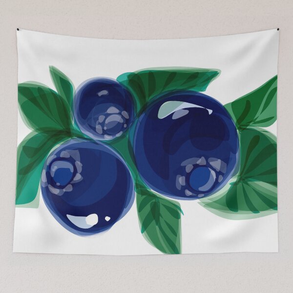 Item preview, Blueberry Color. Garden Blueberries with Leaves. Watercolor Blueberries. designed and sold by ZheltakovaIana.