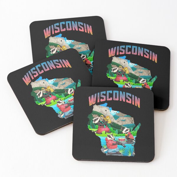Item preview, Wisconsin Decorative State Map Shape with Musical Badgers (US State Shapes Map Collection, Distressed Style Series) designed and sold by gumdrop-go.
