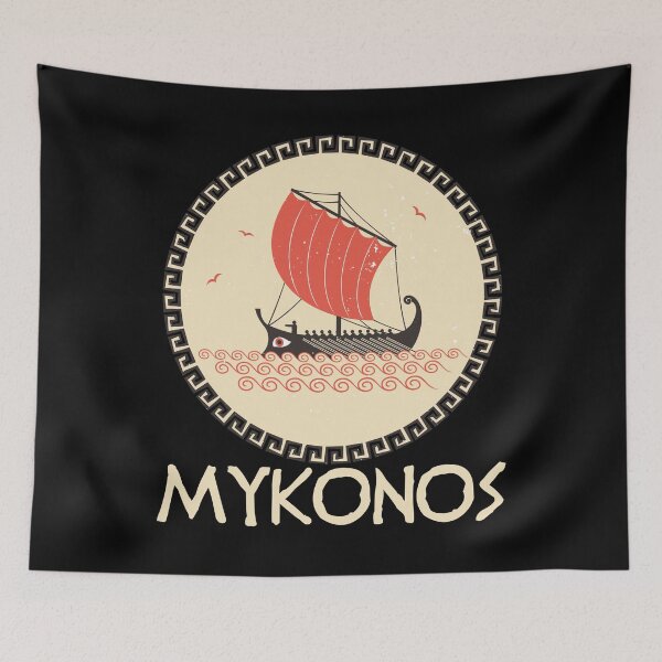Aperçu de l'œuvre Mykonos Grèce Voilier Trireme Cyclades Explorers créée et vendue par Hoiho Adventure Shirts.
