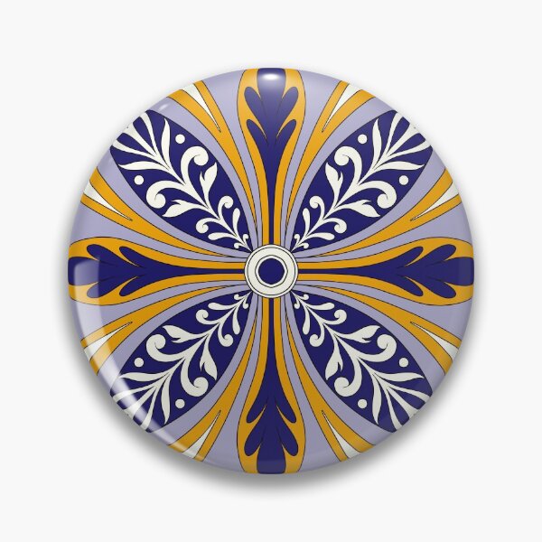 Item preview, Moroccan Tile Pattern - Yellow and Blue - Detailed Block Print Design, simple pattern designed and sold by SemDesigns1.