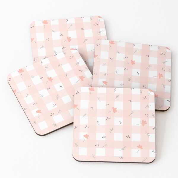 Item preview, pink and white check floral pattern  designed and sold by RedwoodShop.
